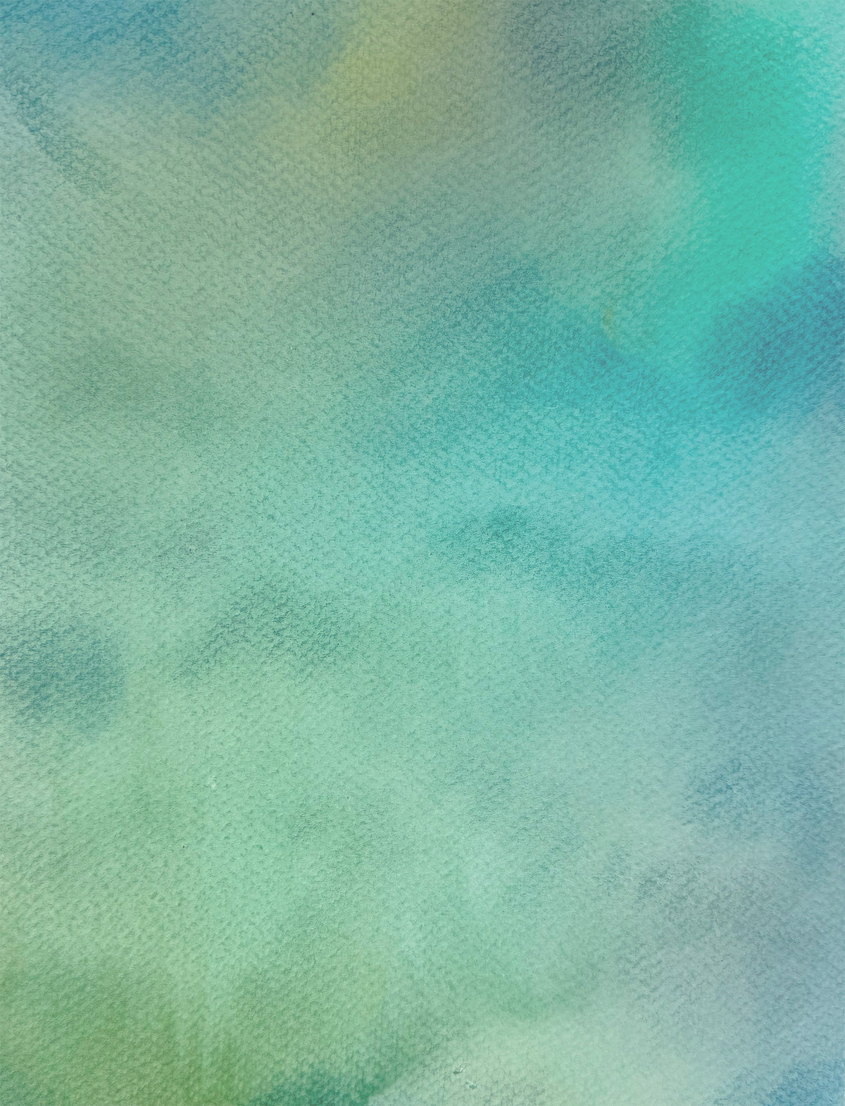 A close-up of a textured fabric or paper material with a soft watercolor-like blend of aqua, teal, mint green, and pale blue tones.