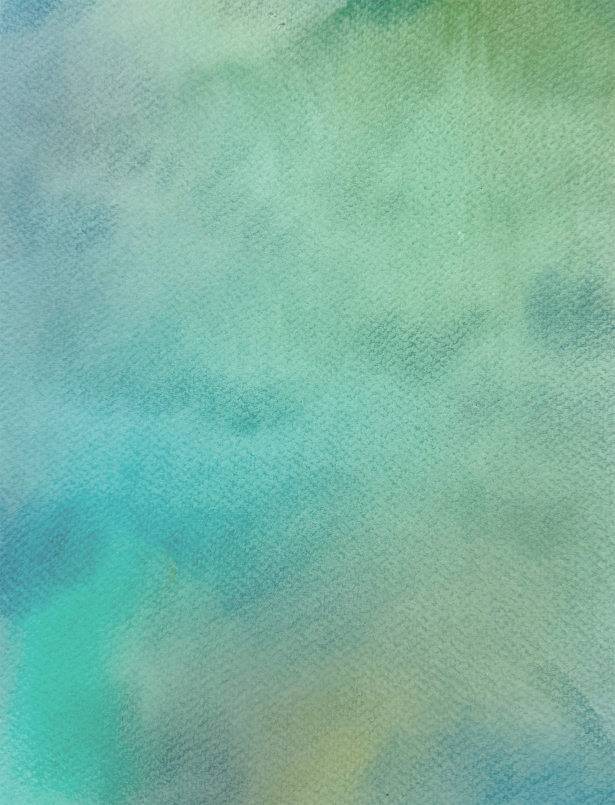A close-up of a textured fabric or paper material with a mottled watercolor-like pattern in soft teal, aqua, mint green, and pale blue tones.
